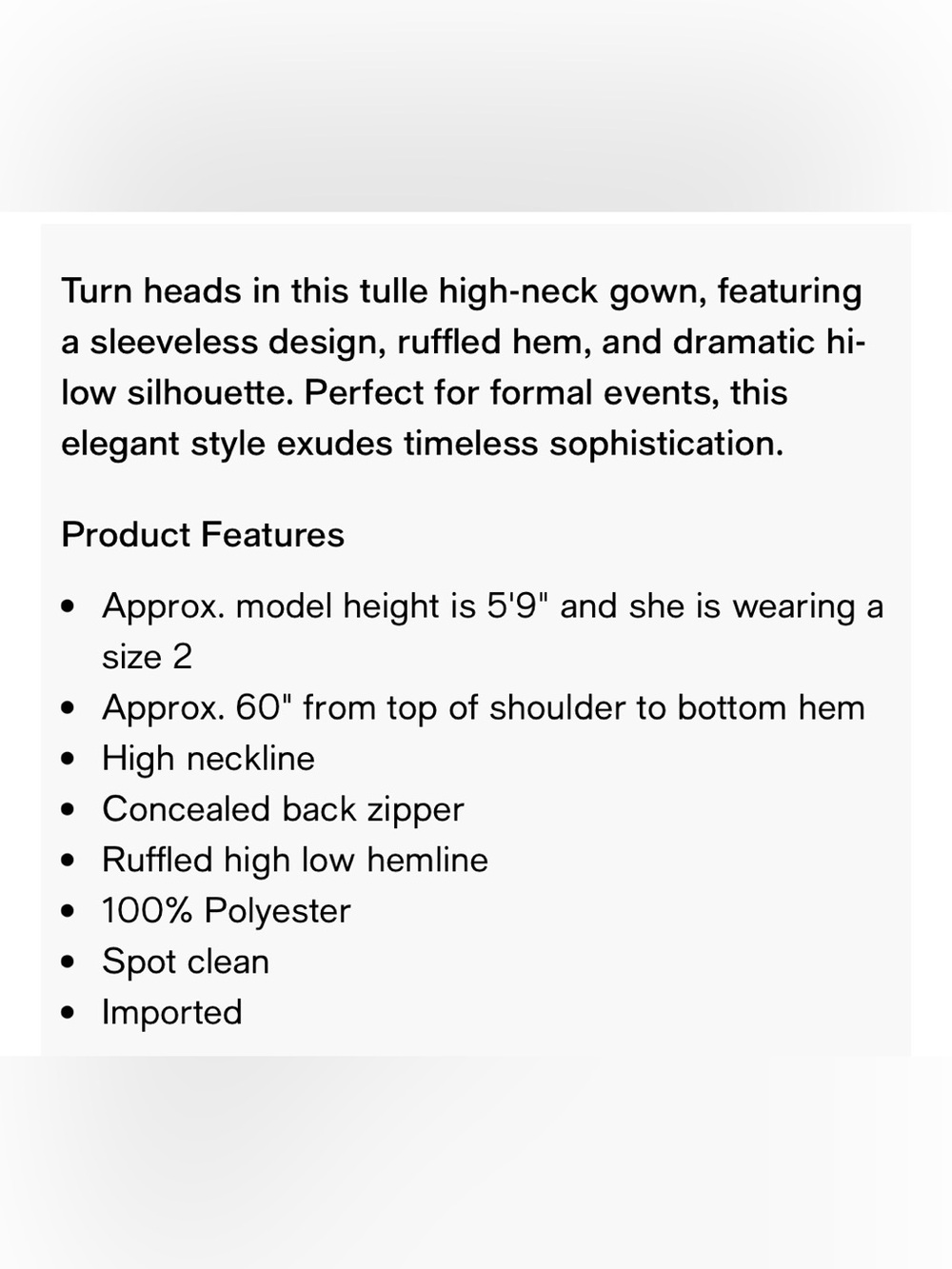 New Mac Duggal Tulle High Neck Sleeveless Ruffled Hem Hi Lo Gown - Picture 12 of 12